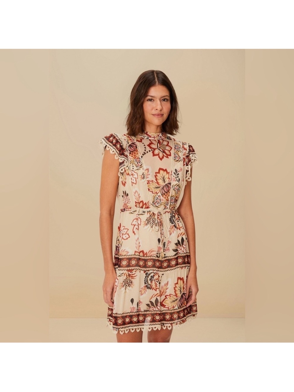 FARM Rio Sand Aura Floral Mini Dress